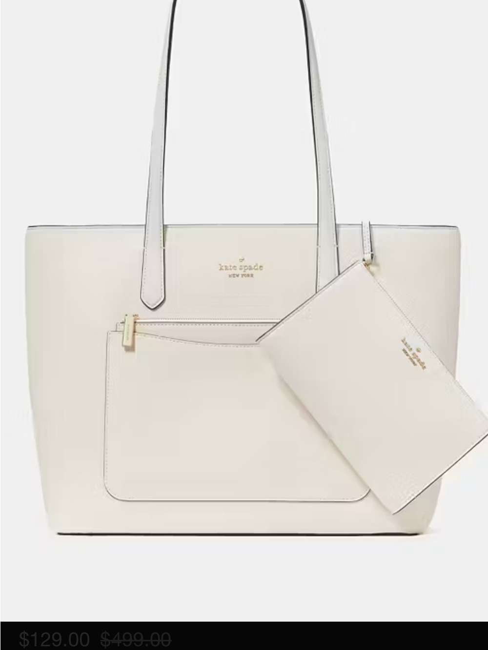 KATE SPADE Meringue in Color…Saffiano Leather Tote with Wristlet and Small Pouch